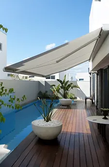 Manyana Folding Arm Awning Canberra | Aurora Window Furnishings