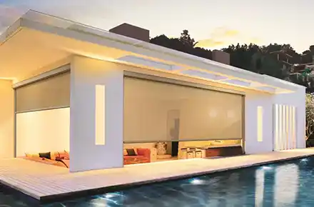 Alpha SRS Canberra outdoor zip blinds | Aurora Window Furnishings