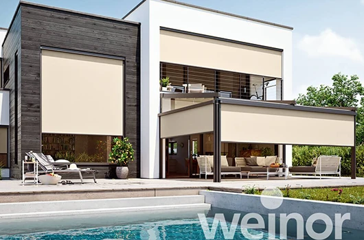 Vertitex Cable blinds by Weinor on Canberra outdoor area