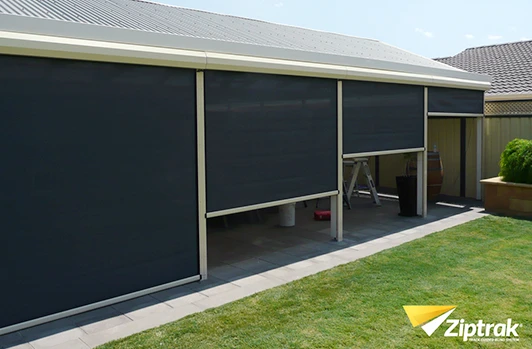 ZipTrak outdoor blinds on patio in Canberra home