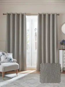 Laura Ashley Grey Barley Embossed | Curtain Fabric | Aurora Window Furnishings