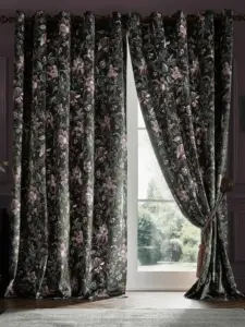 Laura Ashley Charcoal Edita's Garden | Curtain Fabric | Aurora Window Furnishings