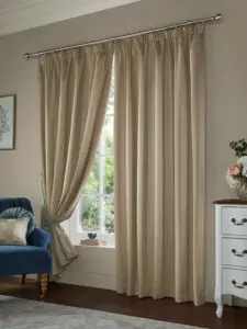 Laura Ashley Truffle Natural Lille Stripe | Curtain Fabric | Aurora Window Furnishings