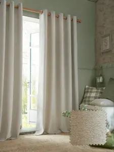 Laura Ashley Truffle Natural Milbourne Herringbone | Curtain Fabric | Aurora Window Furnishings