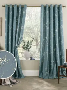 Laura Ashley Dark Seaspray Pussy Willow | Curtain Fabric | Aurora Window Furnishings