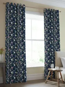 Laura Ashley Midnight Blue Summer Palace | Curtain Fabric | Aurora Window Furnishings