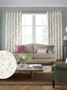 Laura Ashley Coral Pink Wild Meadow | Curtain Fabric | Aurora Window Furnishings