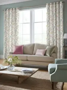 Laura Ashley Coral Pink Wild Meadow | Curtain Fabric | Aurora Window Furnishings