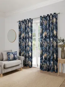 Laura Ashley Navy Blue Wisteria | Curtain Fabric | Aurora Window Furnishings