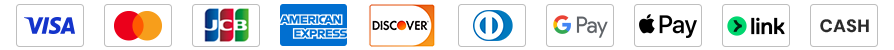 Online Payments: Visa, Mastercard, JCB, American Express, Discover, Diners Club International, Google Pay, Apple Pay, Paypal, Link