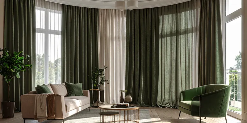 bay window curtains Canberra | Aurora Window Furnishings