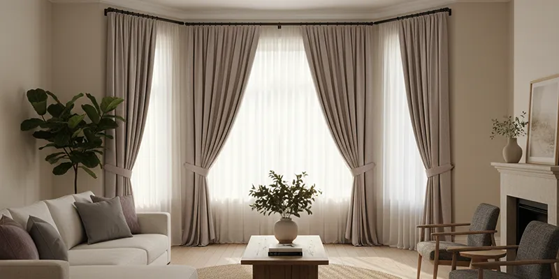bay window curtains Canberra | Aurora Window Furnishings