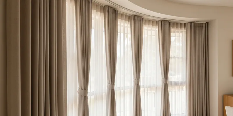 bay window curtains Canberra | Aurora Window Furnishings
