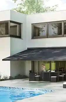 Rosedale folding arm awning by Aurora Window Furnishings Canberra Australia