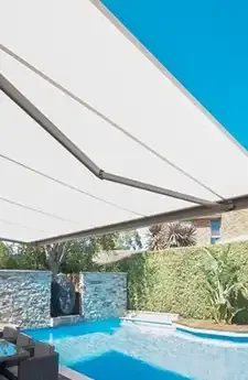 Rosedale folding arm awning by Aurora Window Furnishings Canberra Australia