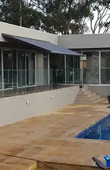 Rosedale folding arm awning by Aurora Window Furnishings Canberra Australia