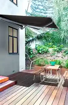 Rosedale folding arm awning by Aurora Window Furnishings Canberra Australia