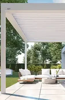 Outdoor motorised shutters in a luxury setup