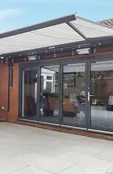 Smart folding arm awning for sun coverage in Canberra home